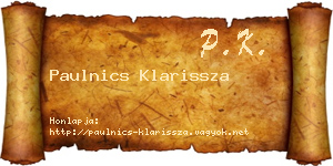 Paulnics Klarissza névjegykártya